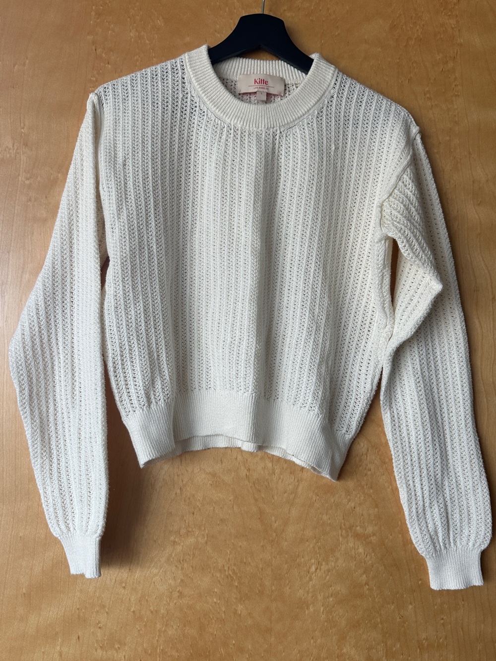 Kilte Knit Crewneck Sweater, Cream, Size 1